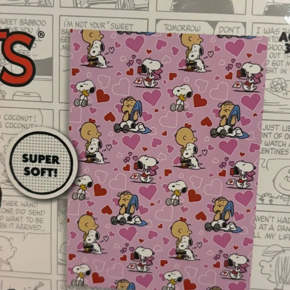 Peanuts Snoopy Charlie Brown Linus Valentines Day Pink Throw Blanket NWT 50x70